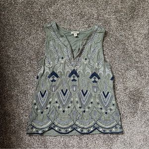 Sage green/Navy embroidered Lucky Brand tank size M
